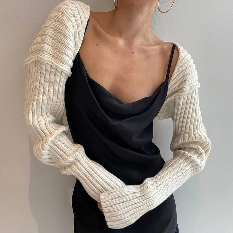 Women Ultra-short Sweater Coat 2021 Autumn Winter Long Sleeve Loose Knitted Crop Tops Solid Color Sexy Cardigan Sweaters Tops