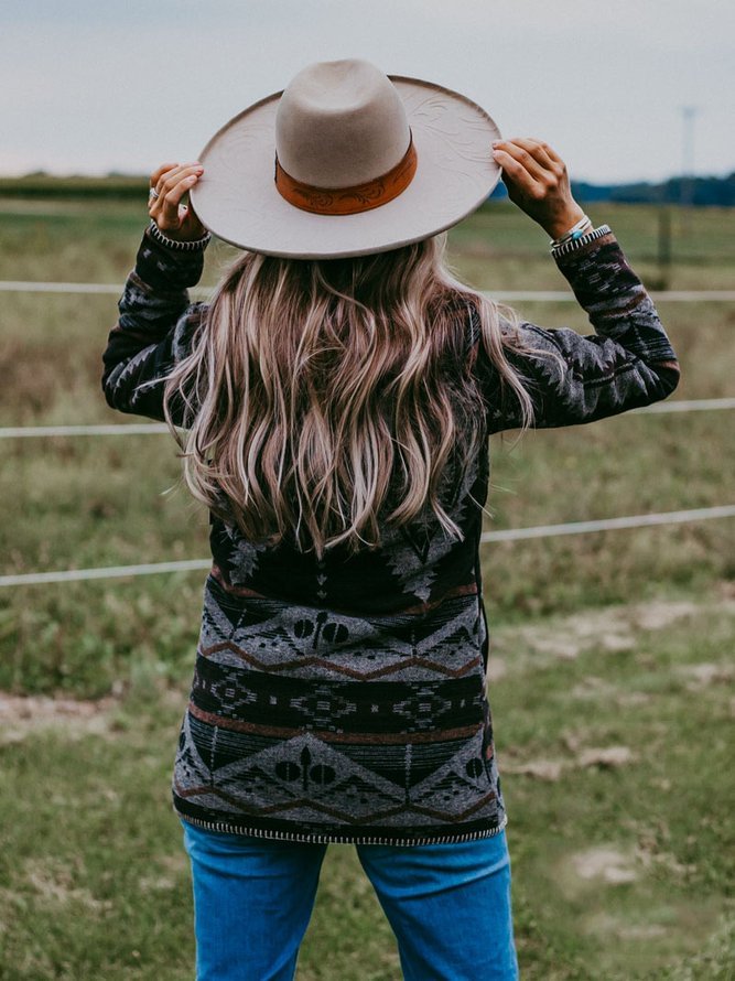 Black Cotton-Blend Casual Outerwear