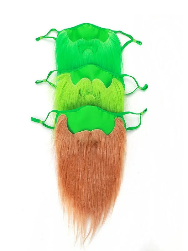 St Patricks Day Mask Green Hairy Beard Funny Festival Masks-elleschic
