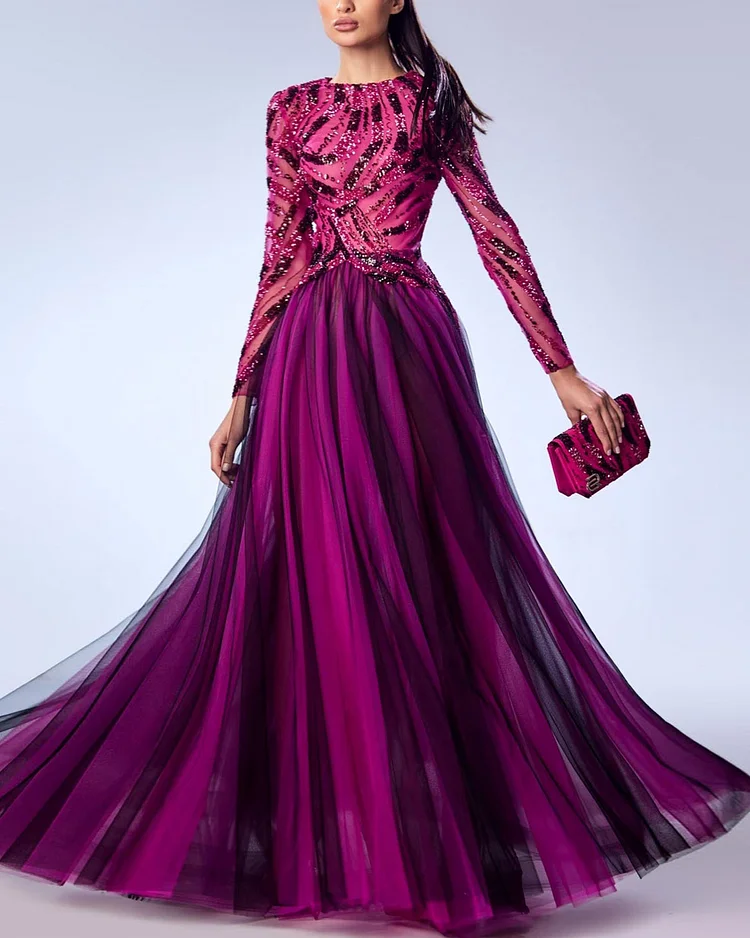Elegant Sequin Pleated Dress