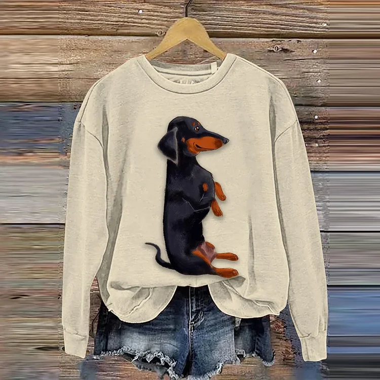 Comstylish Dog Art Print Casual Sweatshirt