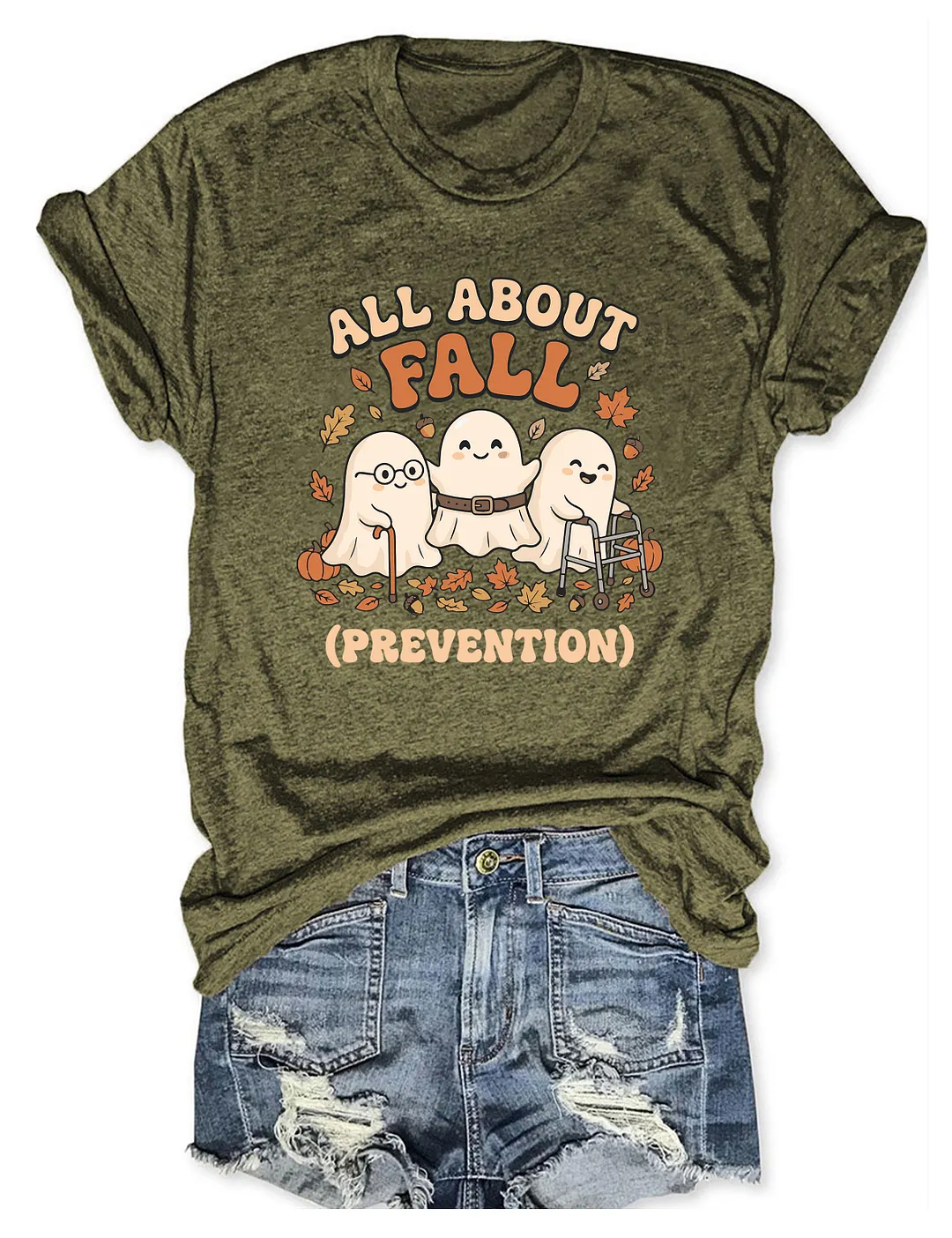 Ghost All About Fall Prevention Halloween T-shirt