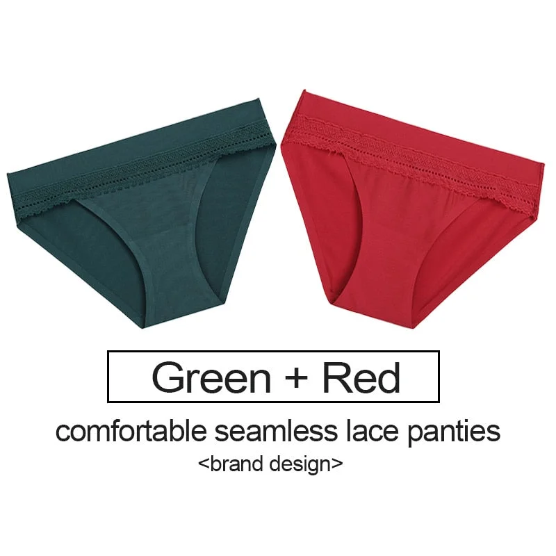 2PCS/Set Lace Panties Women's Underwear Female Lingerie Seamless Panties Underpants Sexy Briefs Intimates Woman Girls Pantys