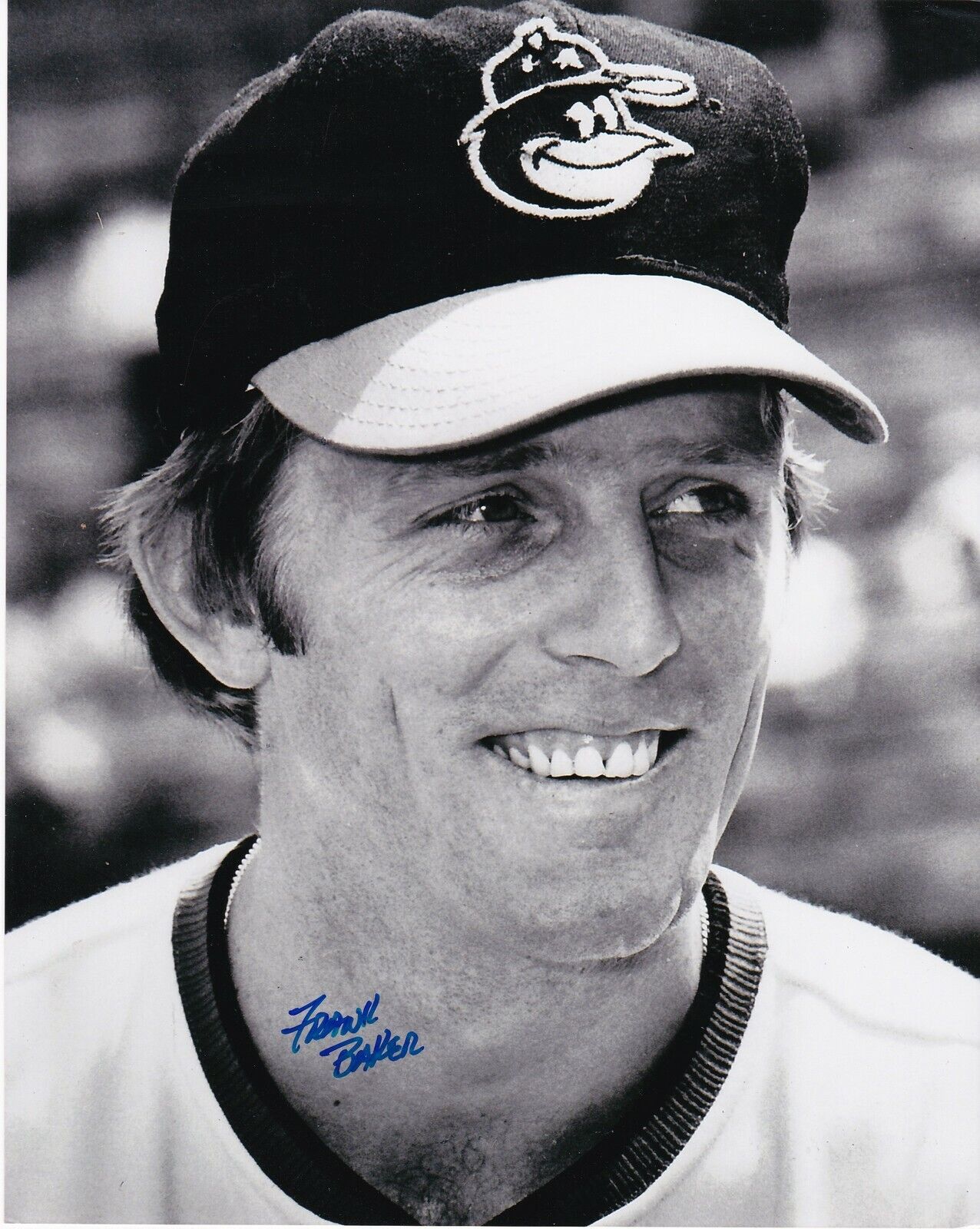 FRANK BAKER BALTIMORE ORIOLES ACTION SIGNED 8x10