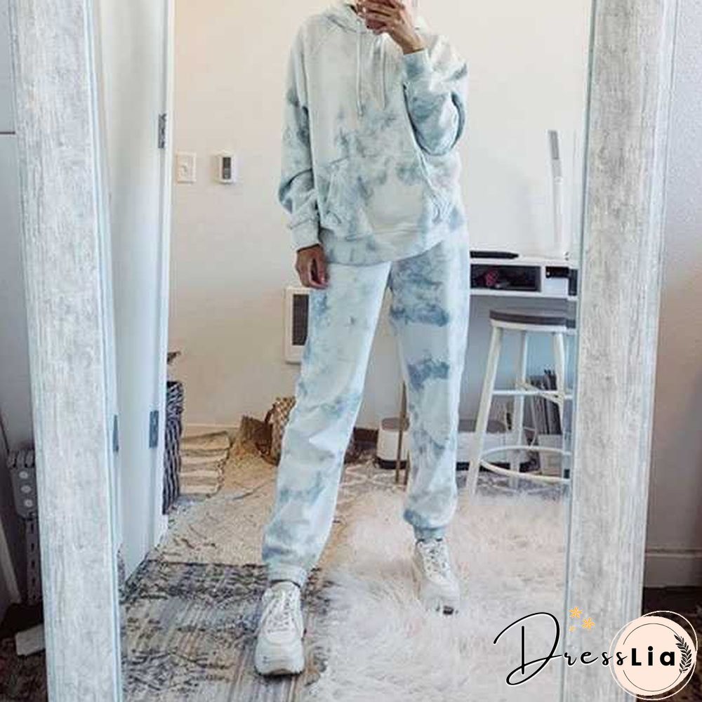 Matching Tie Tye Two Piece Sets Dyed Hoodie And Pants