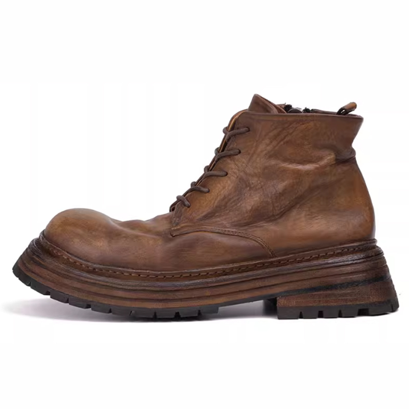 Vintage Lace-Up Horse Leather Work Boots