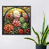 Diamond Painting -DIY Round Drill Cactus Flower Stained Glass