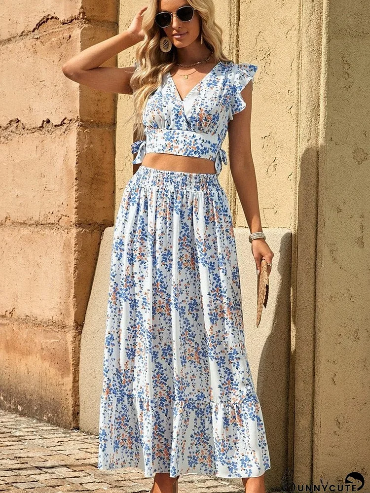 Lovely Summer Maxi Skirt and Top in Floral