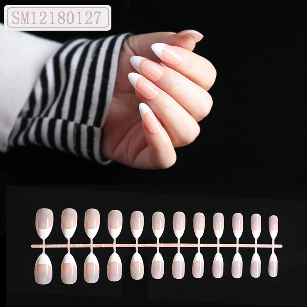 1set/24pcs French Fake Nails Matte /UV False Nail Detachable tips Nail Extension Manicure Art Press On Fake False Nails Beauty-Nail Inspo
