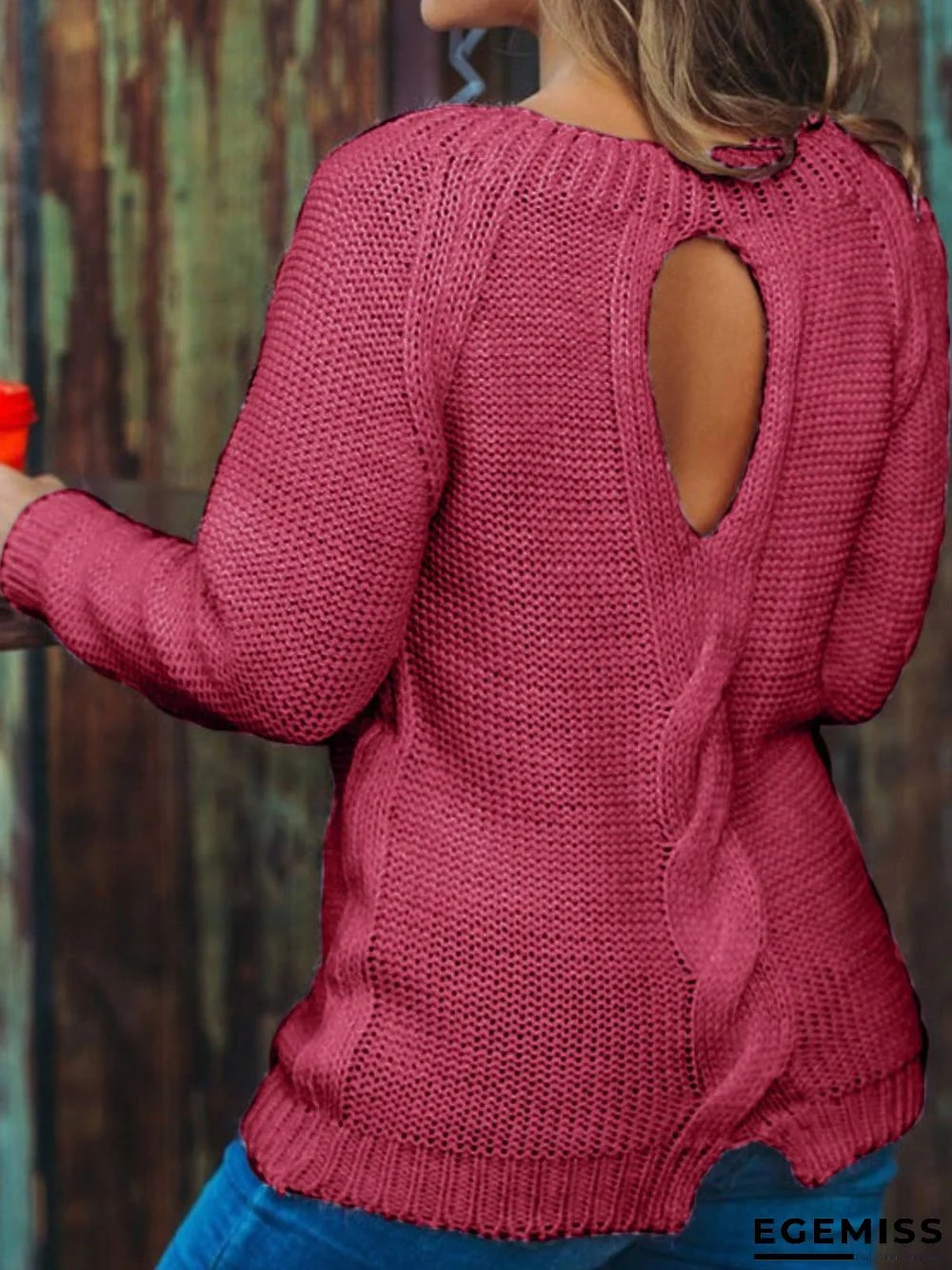 Cotton-Blend Long Sleeve Casual Sweater | EGEMISS