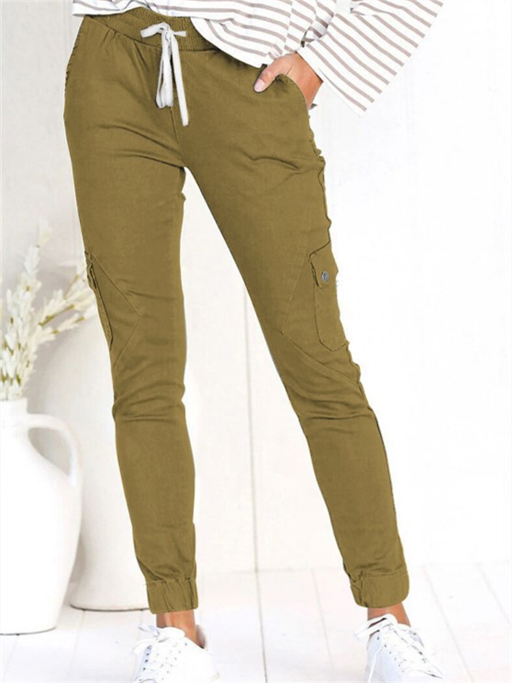 Women's Cargo Pants Joggers Silver Black Khaki Casual Casual Daily Wear High Elasticity Full Length Breathability Solid Colored S M L XL 2XL