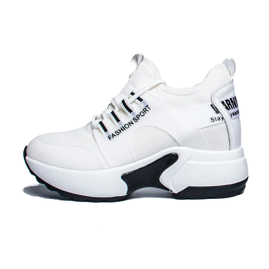 Fujin 8cm Summer Women Sneakers Platform Summer Shoes White Women's Breathable Soft Comfortable Chunky Shoes Wedge Heel