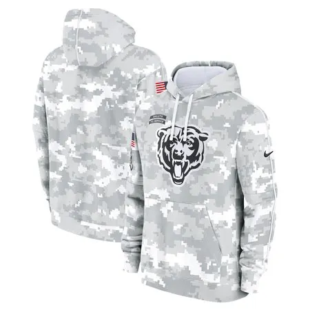 Youth Chicago Bears  White/Gray 2024 Salute To Service Pullover Hoodie