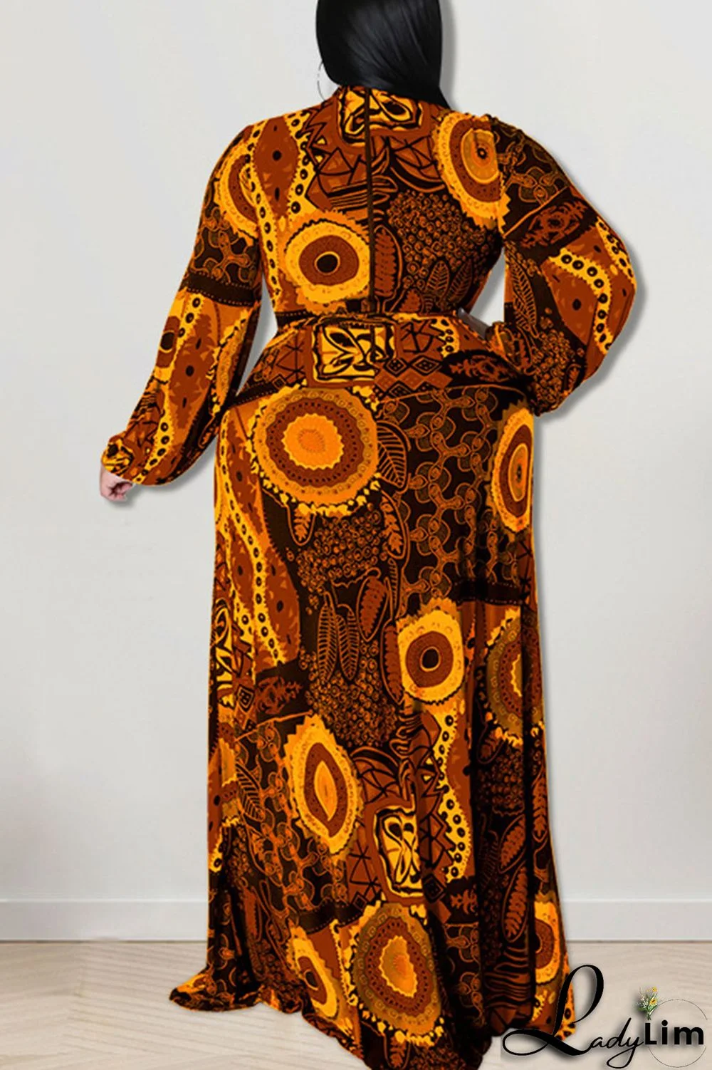 Black Fashion Casual Print Patchwork O Neck Straight Plus Size Dresses