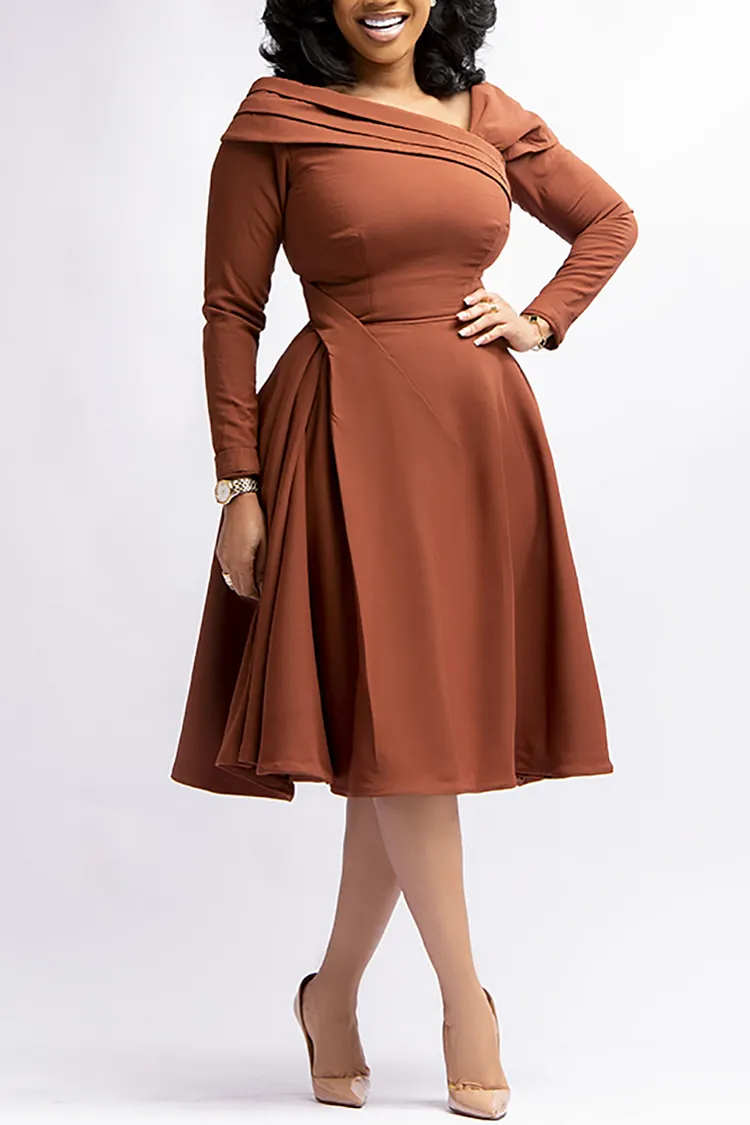 Xpluswear Plus Size Black Work A-Line Long Sleeve Midi Dress Xpluswear Plus Size Black Work A-Line Long Sleeve Midi Dress
