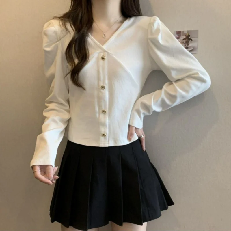 Toloer Toloer Size Women's Fall New Show Thin V Neck Shoulder Long Sleeve T-Shirt Bottom Shirt Fat Mm Cover Belly Loose Jacket-Outfit Ideas