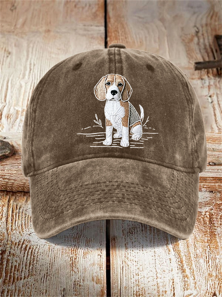 Comstylish Pet Dog Embroidery Pattern Washed Hat
