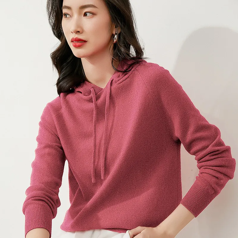 Churchf Churchf New Long-Sleeved Hoodie Sweater Women's Pullover Hoodie Loose Casual Short Top Hoodie Bottom Sweater