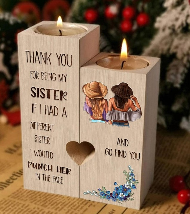 To my Bestie "Thank you For being my sister "Candle Holder, Gift For Her