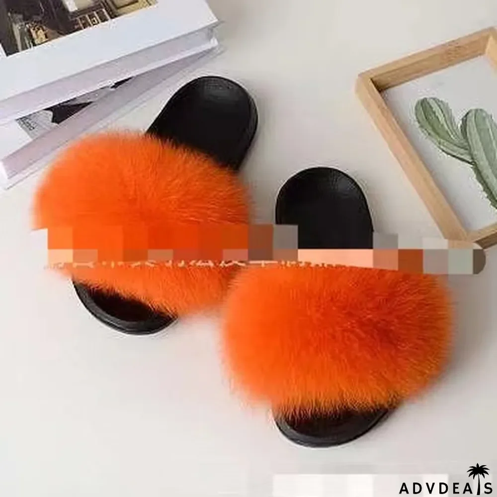 Furry Slippers Flat Half-drag Slippers