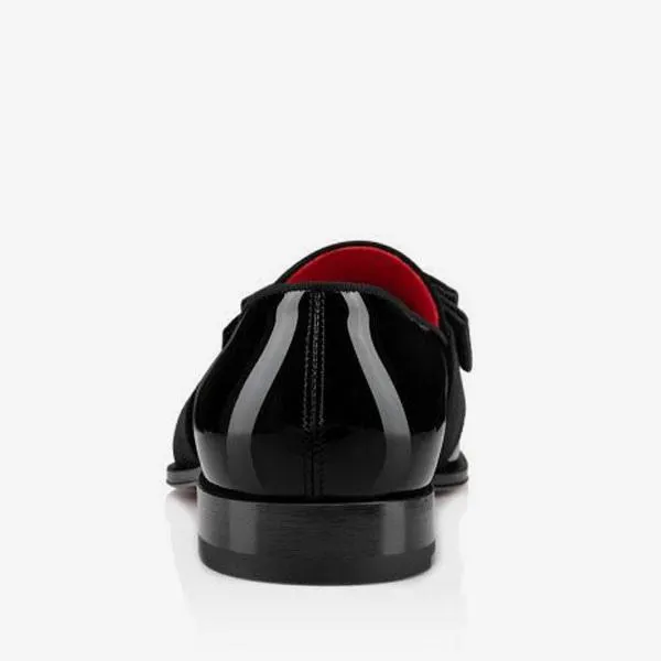 Gentleman's Loafer Shoes  Slip-On Bows Square Toe Patent Leather Prom Party Wedding Red Bottom Shoes-vocosishoes
