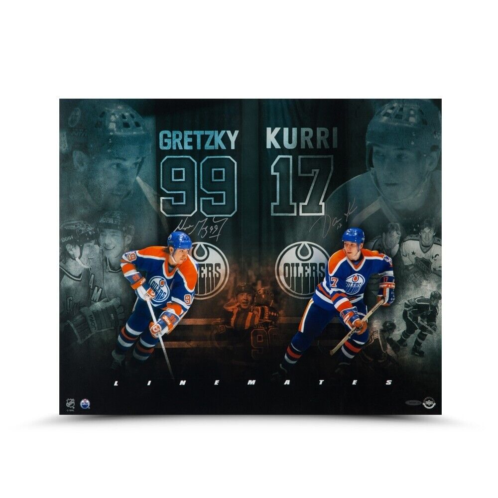 Wayne Gretzky Jari Kurri Signed Autographed 20X24 Photo Poster painting Linemates Oilers UDA