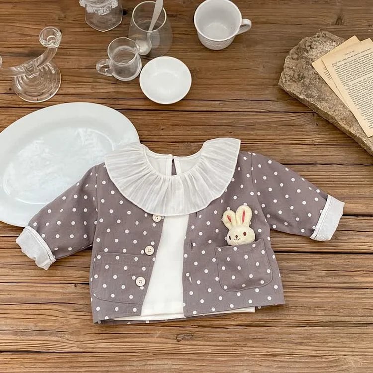 Baby Polka Dot Outerwear with Bunny Doll