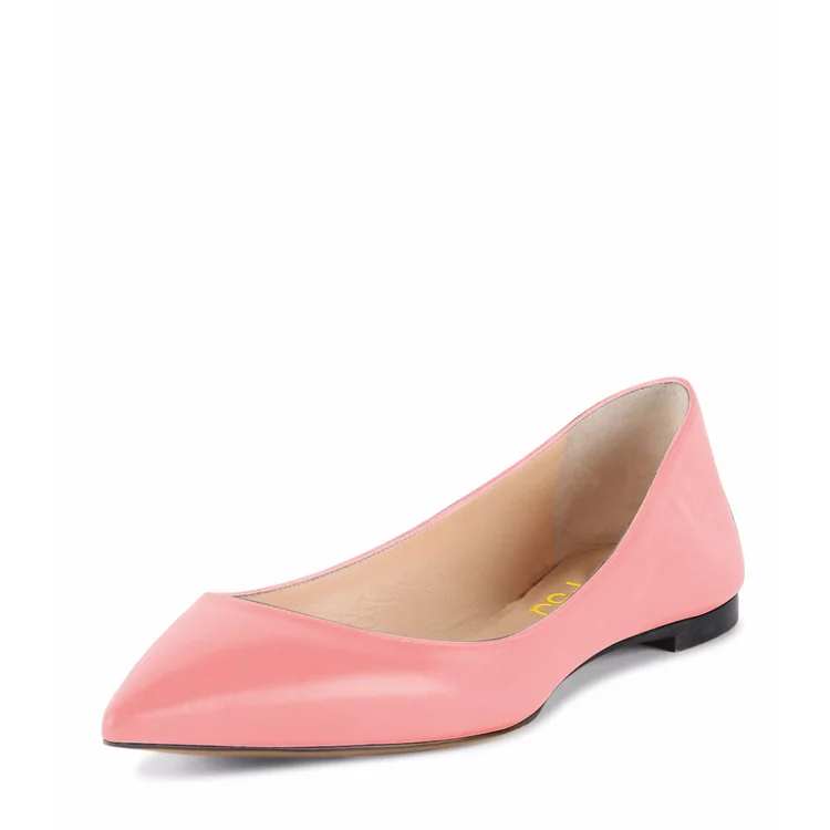 Women's Peach Pink Pointed Toe  Comfortable Flats |FSJ Shoes