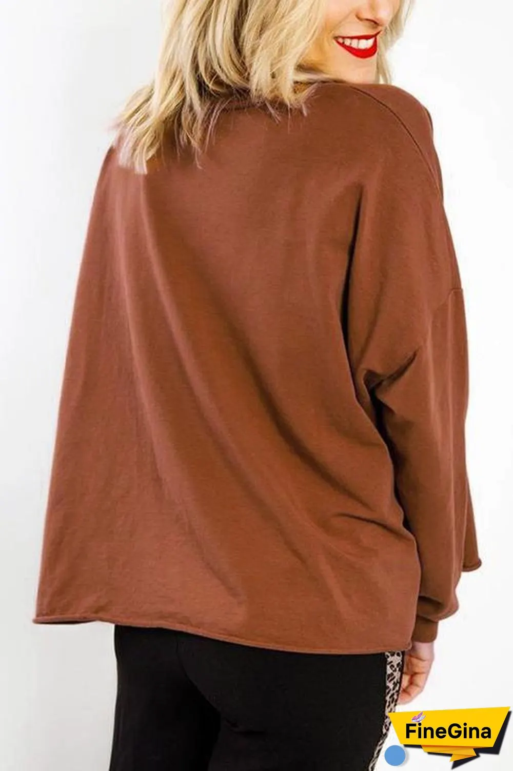 Solid Color Casual Letter  Hoodie