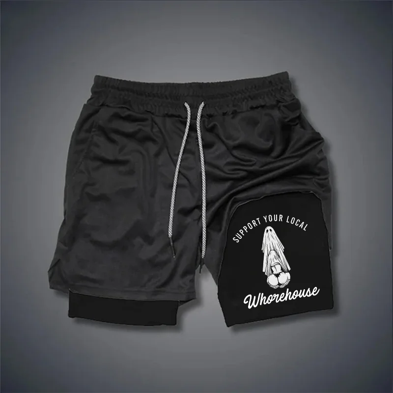 Support Your Local Whorehouse Print Men's Shorts -  