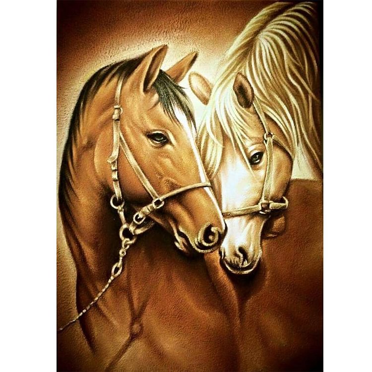 Peinture de diamant - ronde complète - chevaux