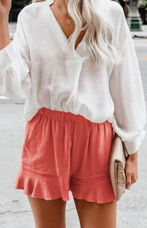 Mature Women Casual Fashion Lace Bottom Shorts