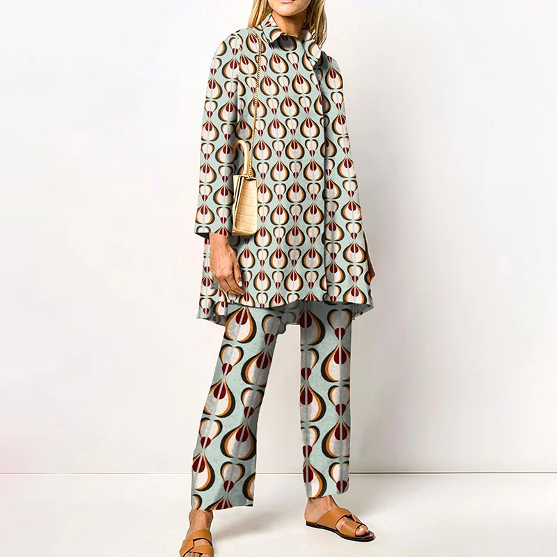 Lapel Fun Fruit Print Two Piece Set