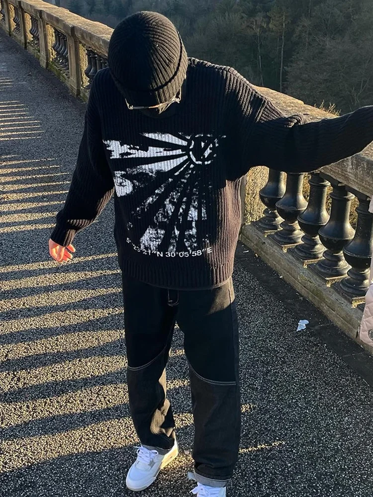 Hip Hop Vintage Style Men's Knitted Sweater Pullovers-VESSFUL