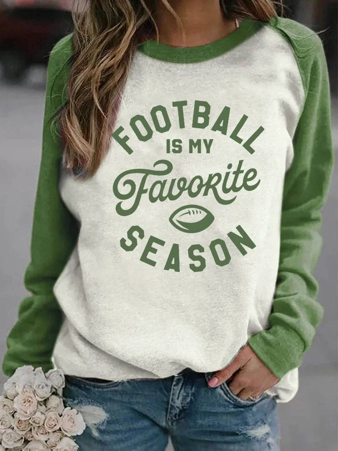 Football is My Favorite Season Print Crew Neck Sweatshirt socialshop