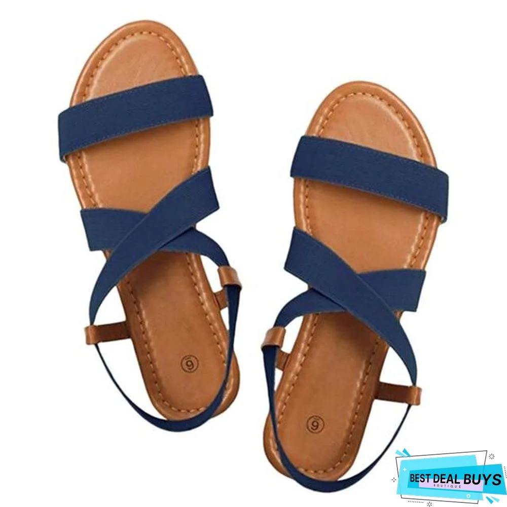 Women's Low Heel Flats Sandals Anti Skidding Peep-Toe Beach Sandals