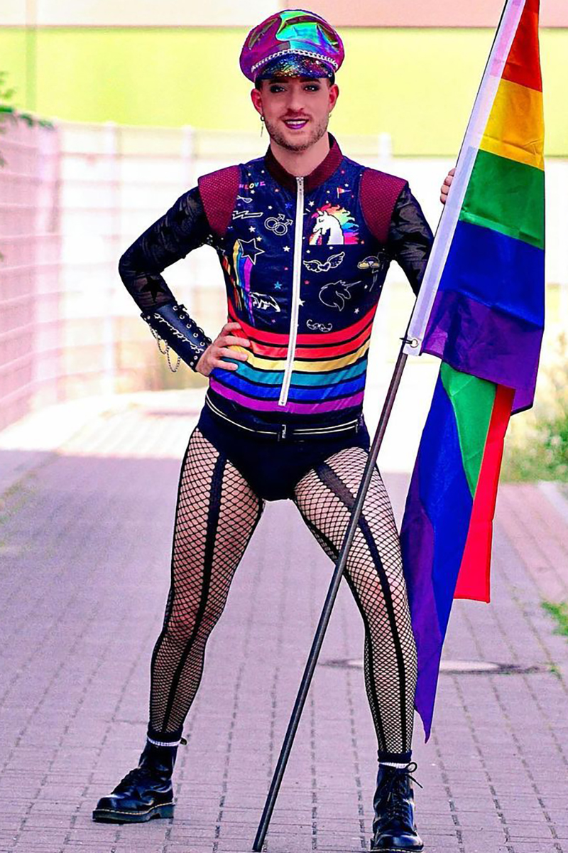 Ciciful Rainbow Graffiti Prints Zipper Black Bodysuit