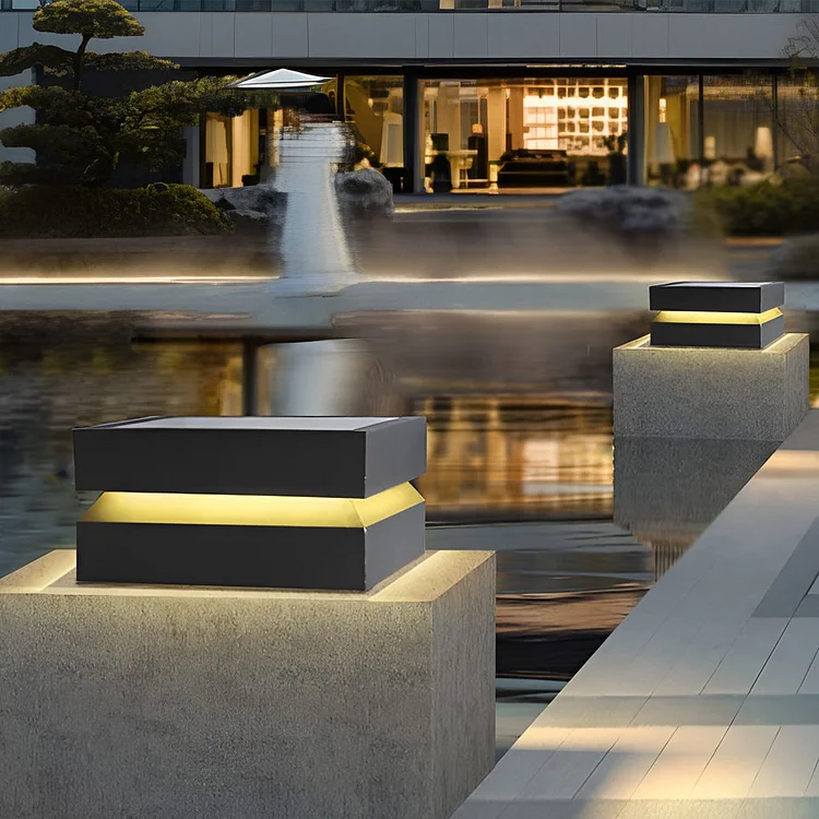 Square LED 16w Waterproof Black Modern Solar Post Caps Lights Pillar Light - Appledas