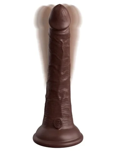Pornhint King Cock Elite 7" Vibrating Silicone Dual Density Dildo - Chocolate