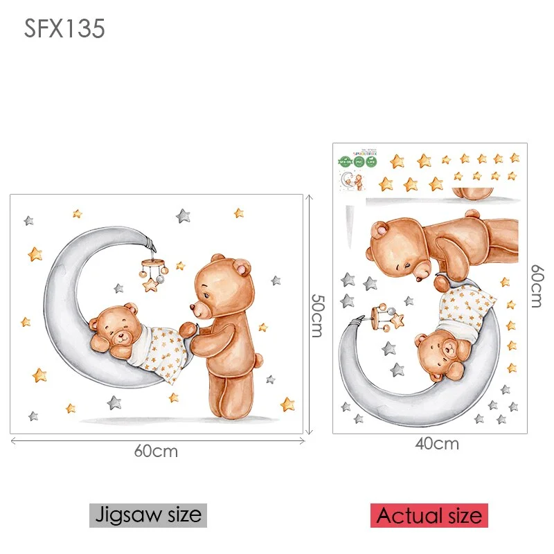 Rabbit Wall Stickers For Children's Room Decorative Vinyl Bear Wall Stickers For Kids Rooms Animal Pattern Wall Stickers Child