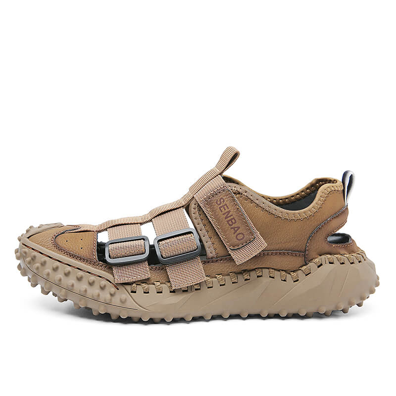 Men Outdoor Summer Sandals Leather Breathable Beach Shoes