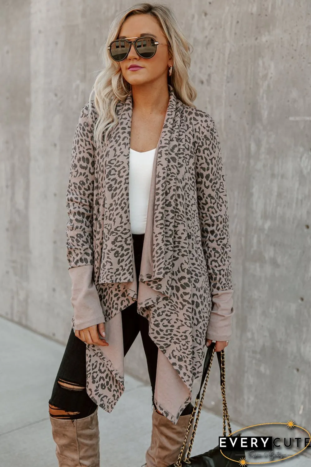 Leopard Open Front Cardigan