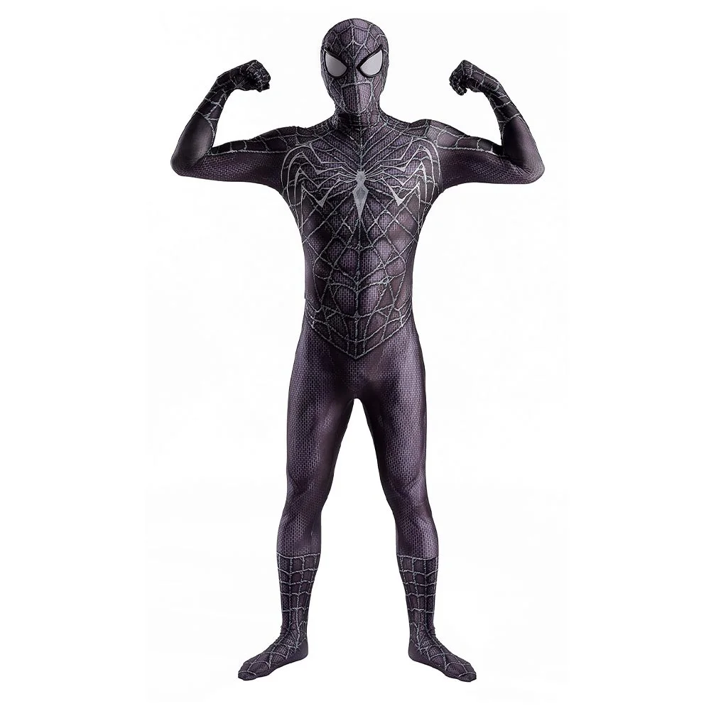 Kids Adult Movie Spiderman Venom Spiderman Black Jumpsuit Cosplay Costume Halloween Carnival Suit