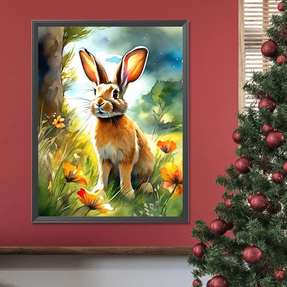 Full Round Diamond Painting 30*40cm - Rabbit In The Forest