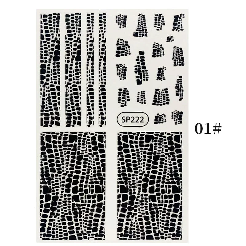 1PC Zebra Serpentine 3D Nail Stickers Fluorescence Green Leopard Prints Sliders Animal Skins Nail Art Decoration For Manicures