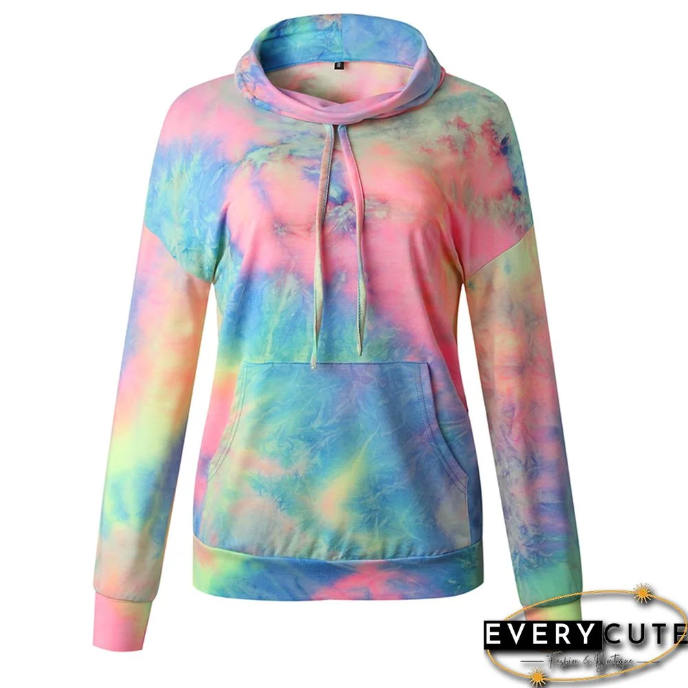 Yellow Tie Dye Kangaroo Pocket Sweatshirt