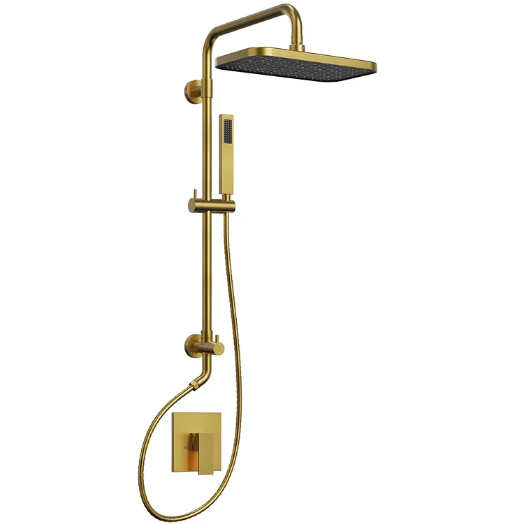SFS-1097-GD9 The EVERSTEIN Square Pressure Balance Valve Shower Faucet Brushed Gold
