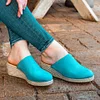 Mule Espadrille Wedges Suede Closed Toe Women Sandals