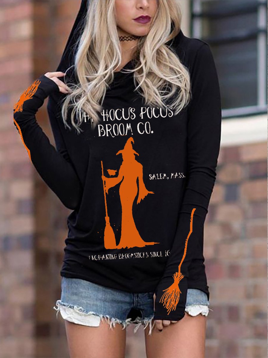 Women's Broom Co. Salem Mass Since 1965 Witch Print Hoodie