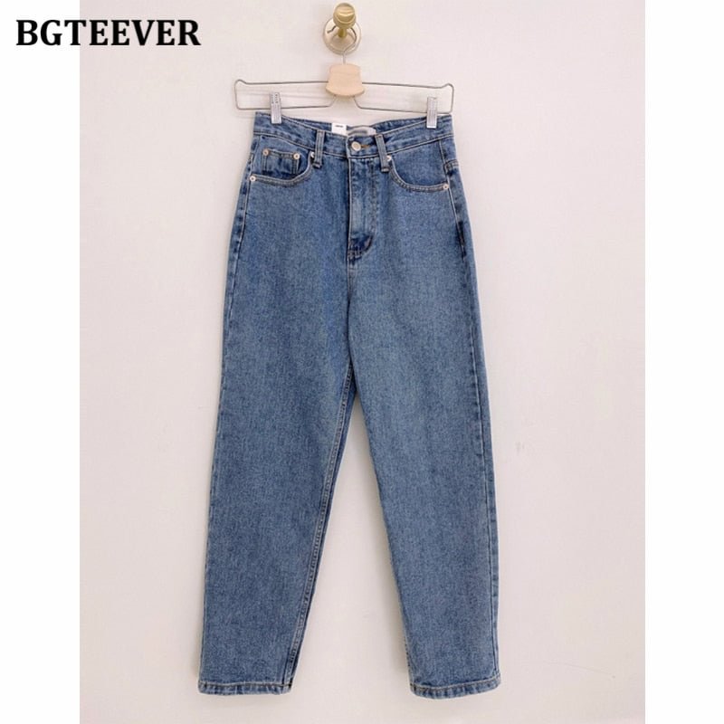 BGTEEVER Casual Irregular Pockets High Waist Jeans Pants 2020 Fashion Loose Denim Jeans Female Trousers Autumn Winter Pantalon